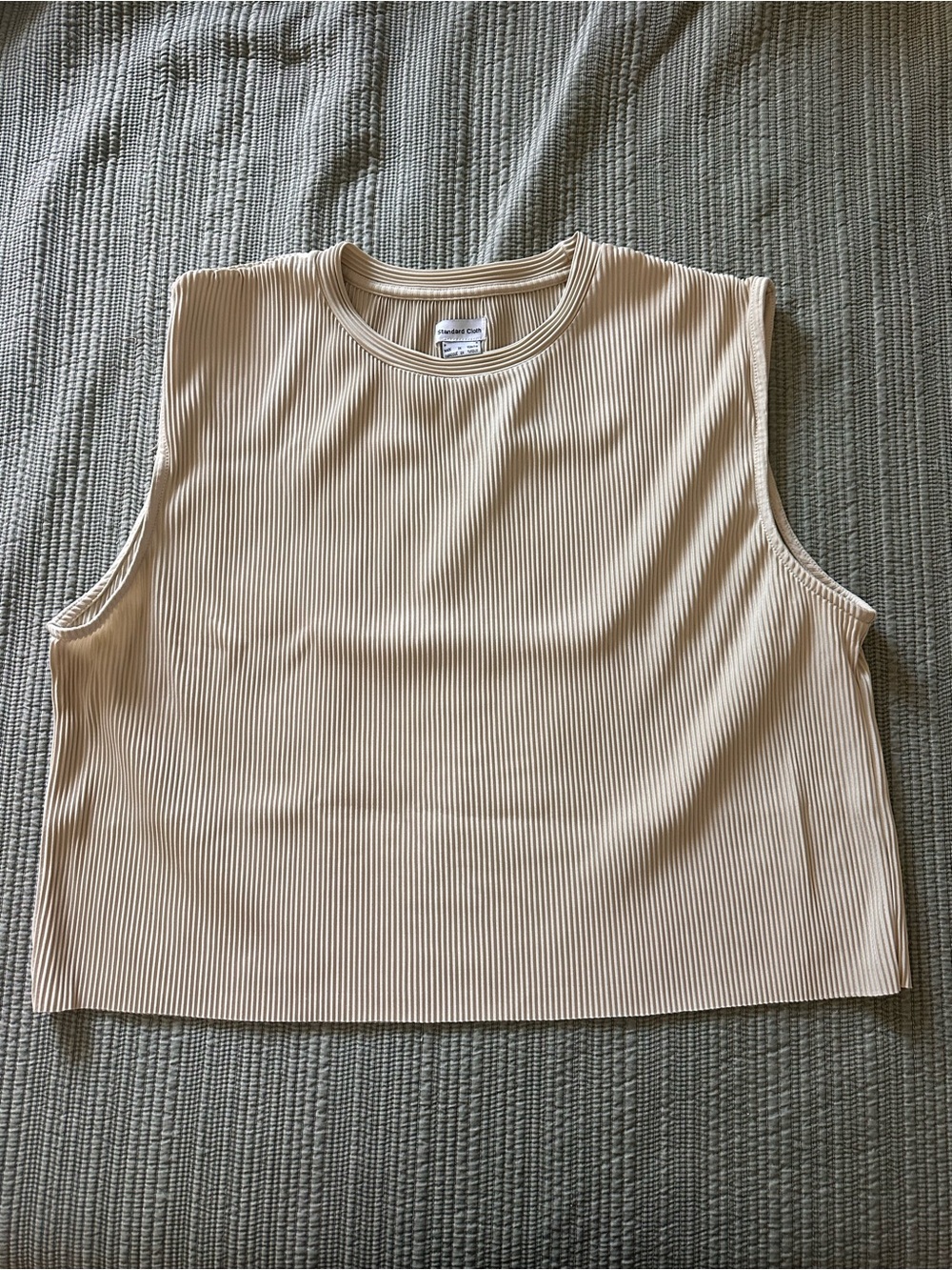 Standard Cloth Pleated Cropped Tank Top in Beige - Men’s Medium